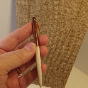 Larissa Loden Pendant Necklace Wooden painted Pendant with Gold Tone Chain